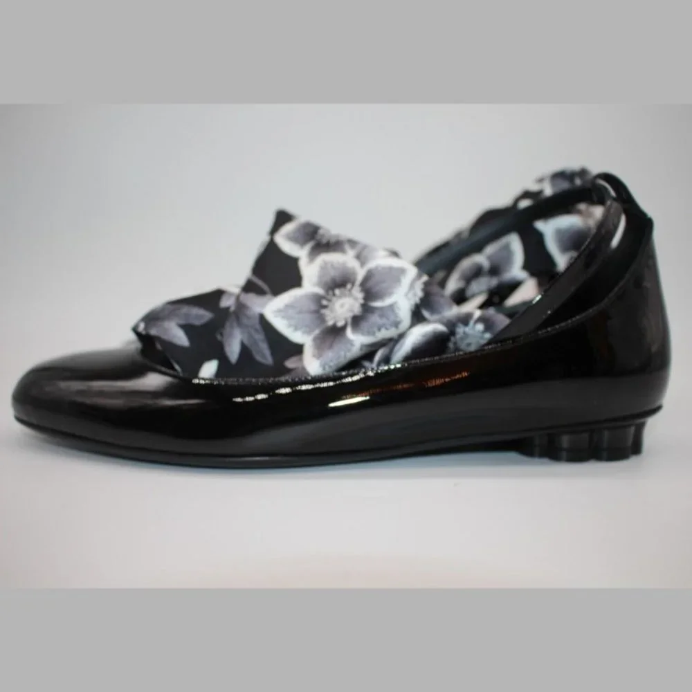 Salvatore Ferragamo Cefalu Black Patent Leather Ballet Foulard Bow Flats $695